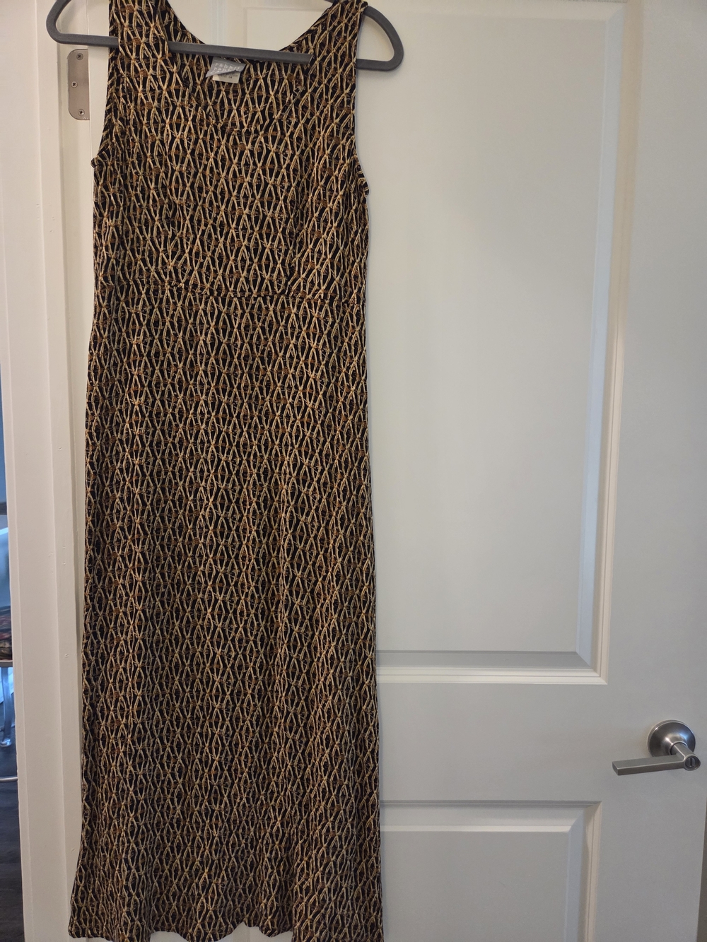 Rabbit Rabbit Rabbit Designs Vintage Maxi Dress Size 6 Black Brown Geometric